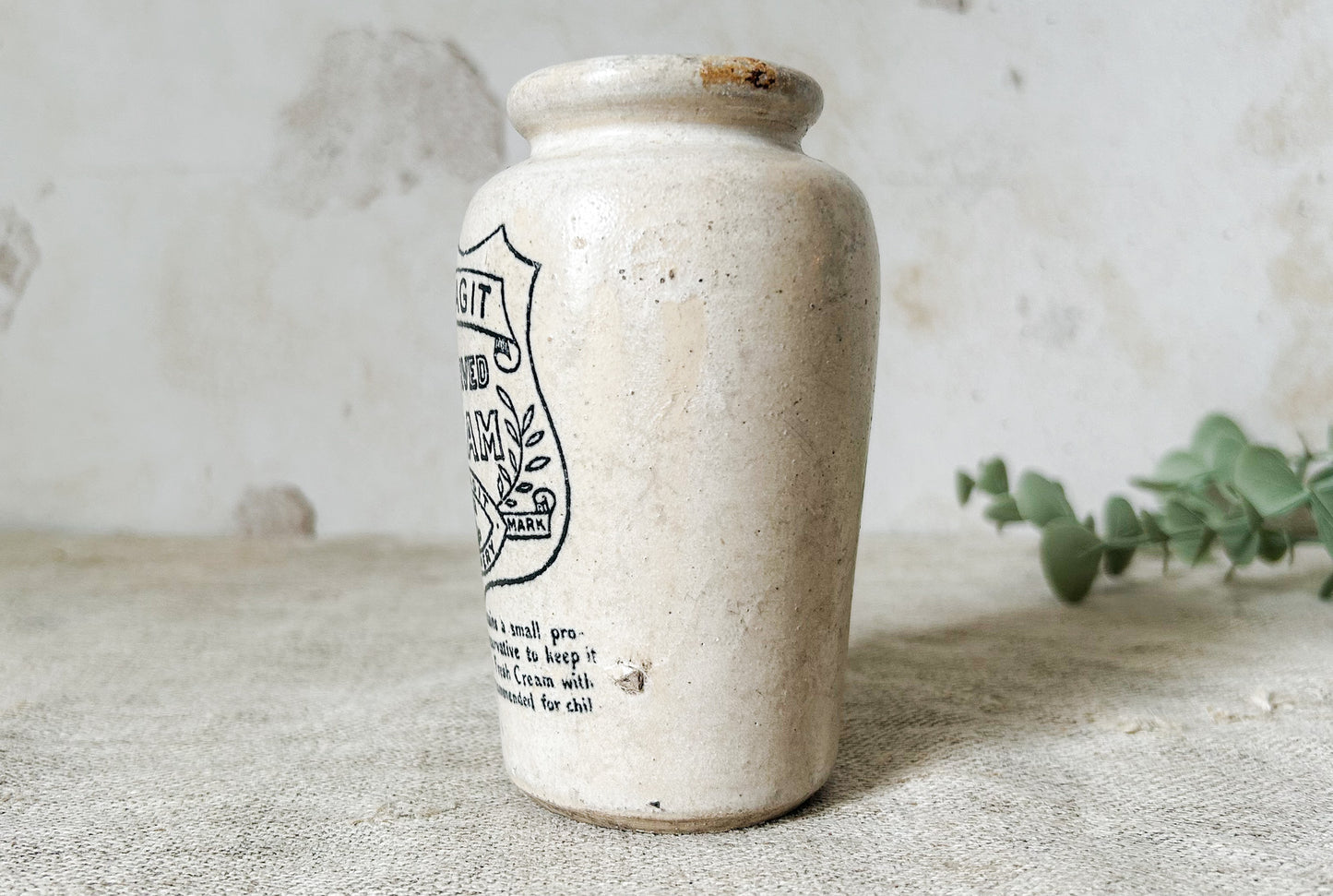 Antique Dunragit Scottish Cream Stoneware Pot