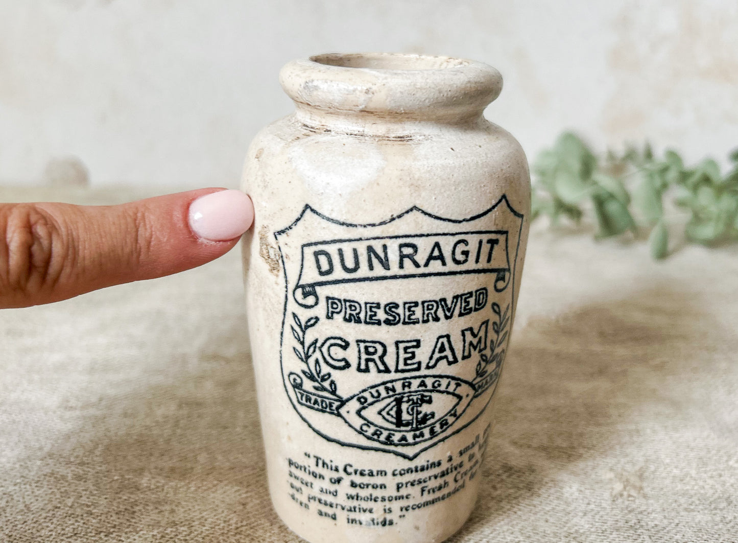 Antique Dunragit Scottish Cream Stoneware Pot