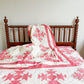 Set of Two Antique Matching Pink and White Broken Dishes Quilt TOPS, c1910