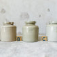 CHOICE Antique English Stoneware Caviar Pickle Jars