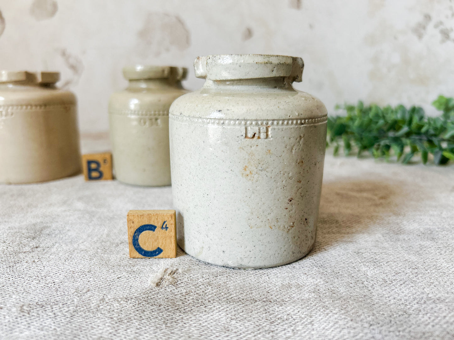 CHOICE Antique English Stoneware Caviar Pickle Jars