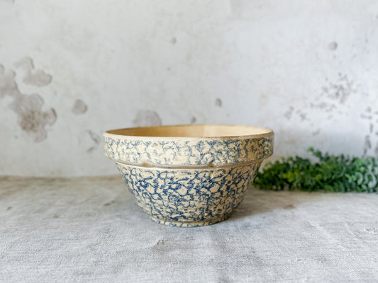 Vintage 10" Blue Spongeware Mixing Bowl