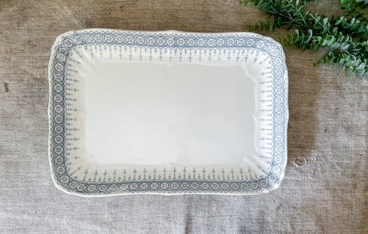 Antique Premier Blue Gray 12" Ironstone Platter by John Maddox, c1890