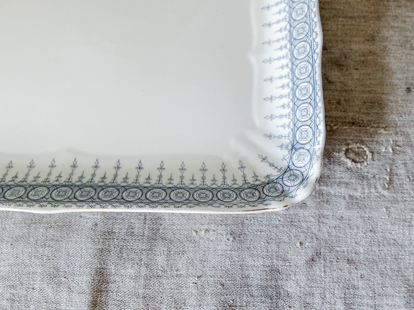 Antique Premier Blue Gray 12" Ironstone Platter by John Maddox, c1890