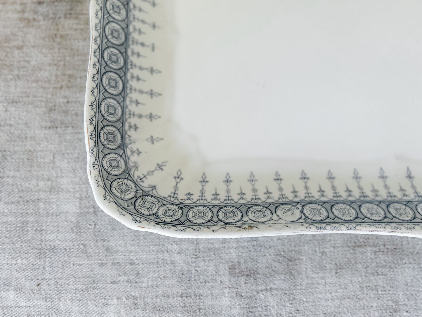 Antique Premier Blue Gray 12" Ironstone Platter by John Maddox, c1890