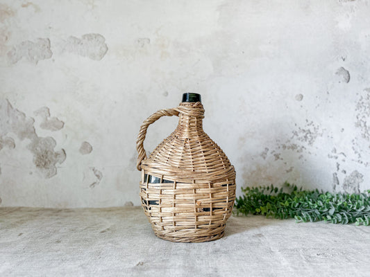 Vintage Wicker Wine Demijohn Bottle