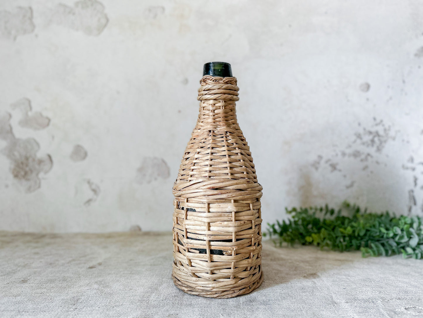 Vintage Wicker Wine Demijohn Bottle