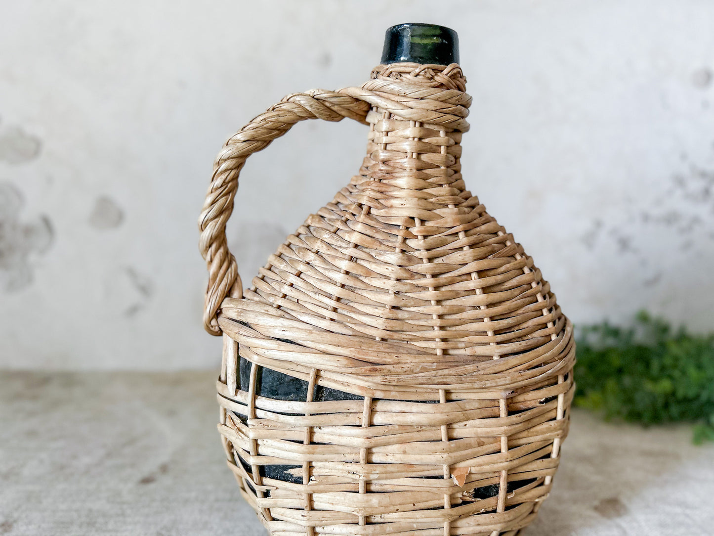 Vintage Wicker Wine Demijohn Bottle