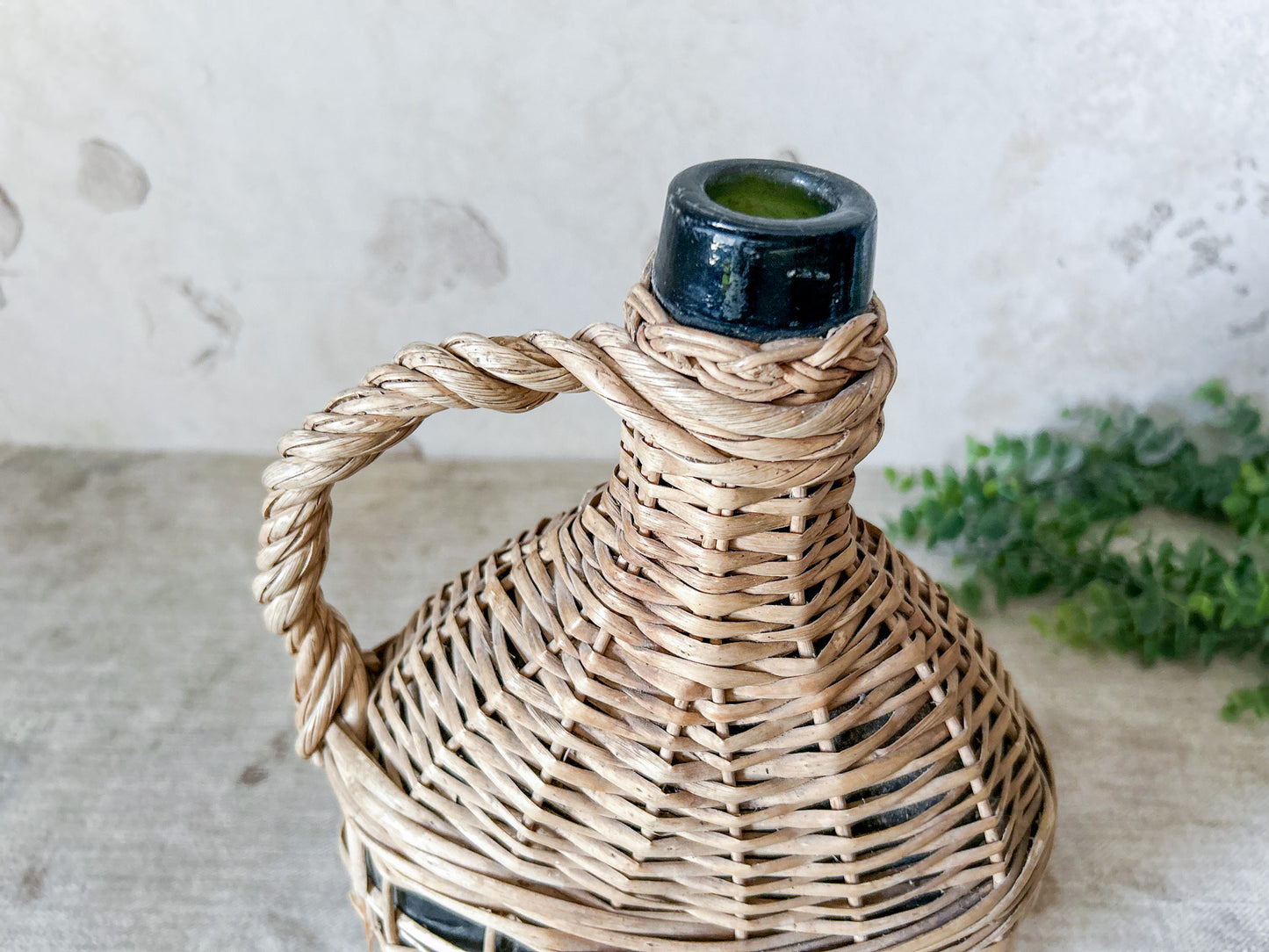 Vintage Wicker Wine Demijohn Bottle