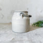 Antique Cream Color Salt Glaze Stoneware Crock with Handle