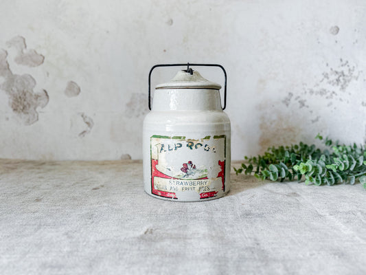 Antique Alp Rose Strawberry Preserve Stoneware Crock by Western Stoneware