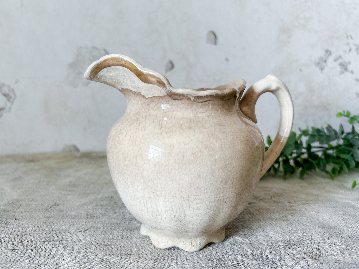Vintage Stained Crazed Ironstone Creamer Pitcher
