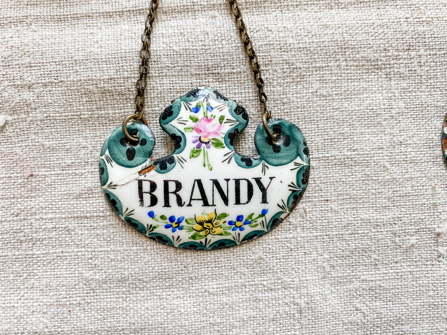 CHOICE Enameled Copper Decanter Tags, c1920