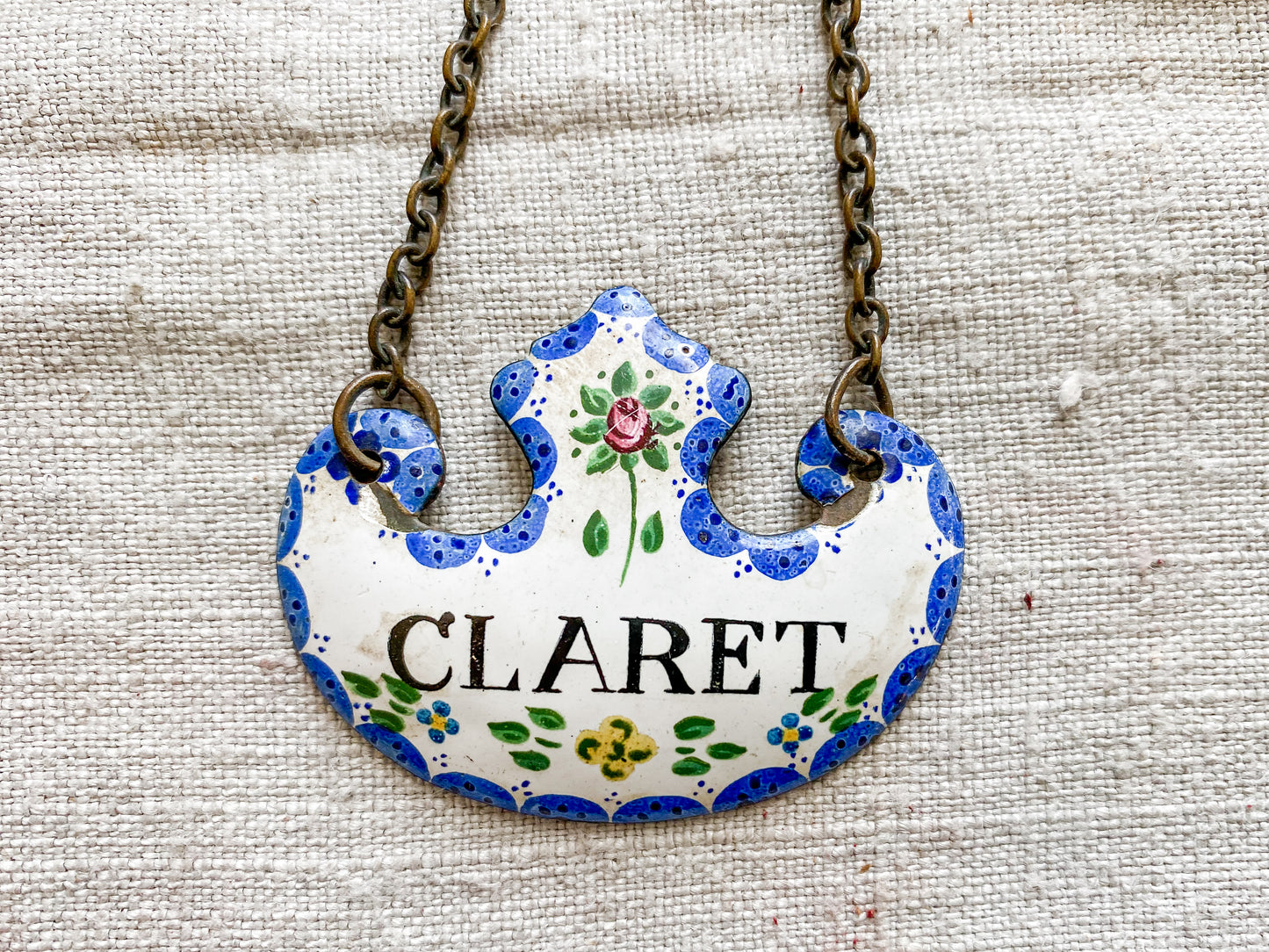 CHOICE Enameled Copper Decanter Tags, c1920