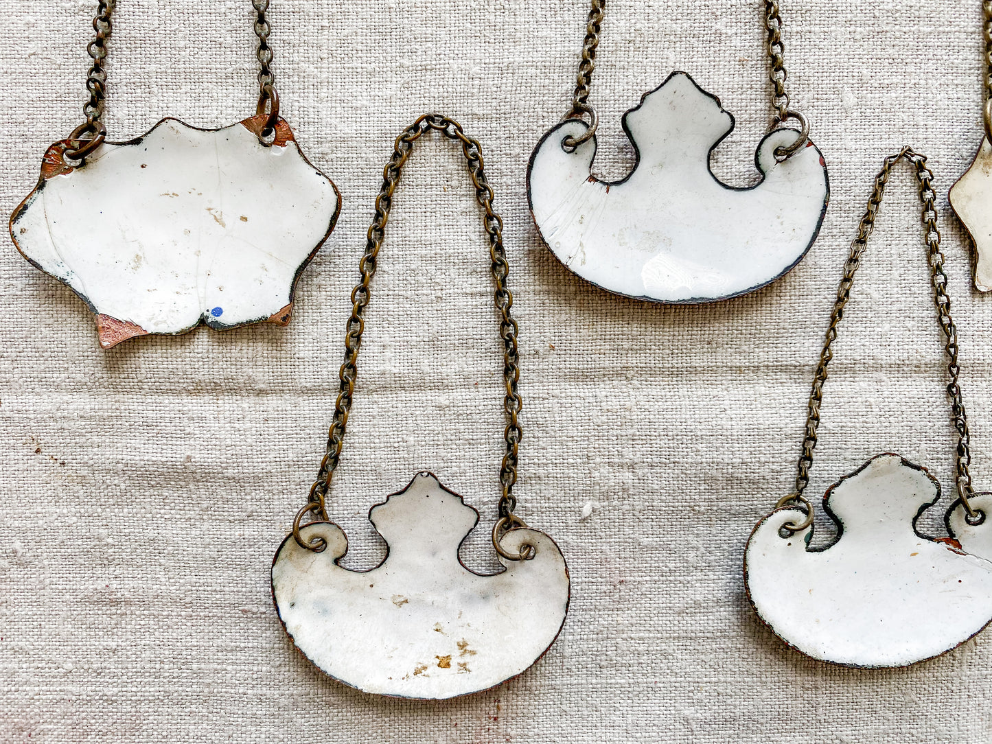 CHOICE Enameled Copper Decanter Tags, c1920