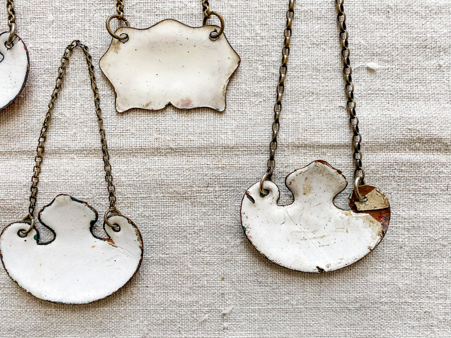 CHOICE Enameled Copper Decanter Tags, c1920