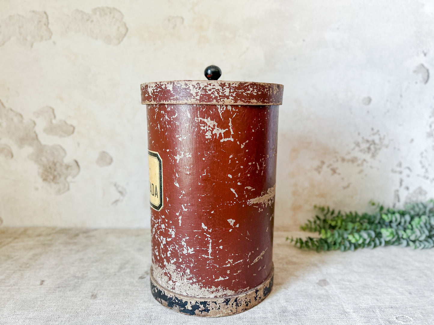 Antique Wood Apothecary 13" Canister