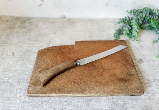 Vintage English Wood Cutting Board with Removable Knife