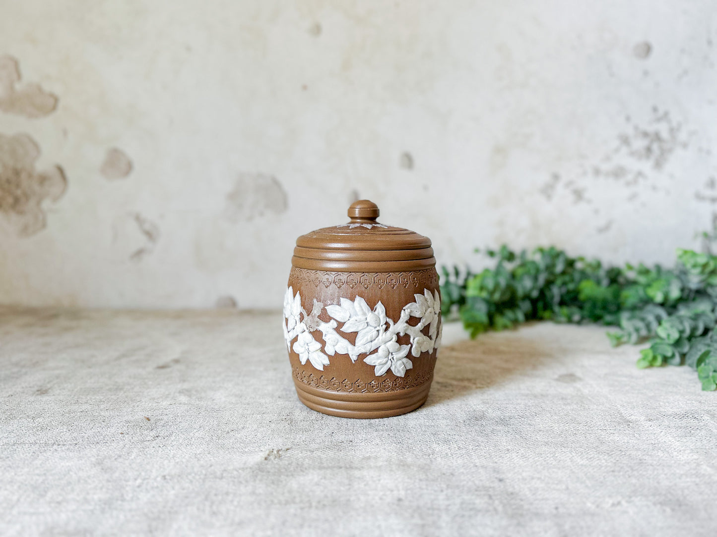 Antique Silicon by Doulton Lambeth Stoneware Tobacco Jar with Lid