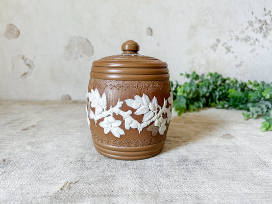 Antique Silicon by Doulton Lambeth Stoneware Tobacco Jar with Lid