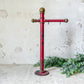 Cast Iron Red and Gold Painted Display Sign Stand