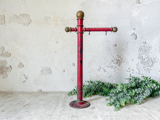 Cast Iron Red and Gold Painted Display Sign Stand