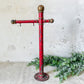 Cast Iron Red and Gold Painted Display Sign Stand