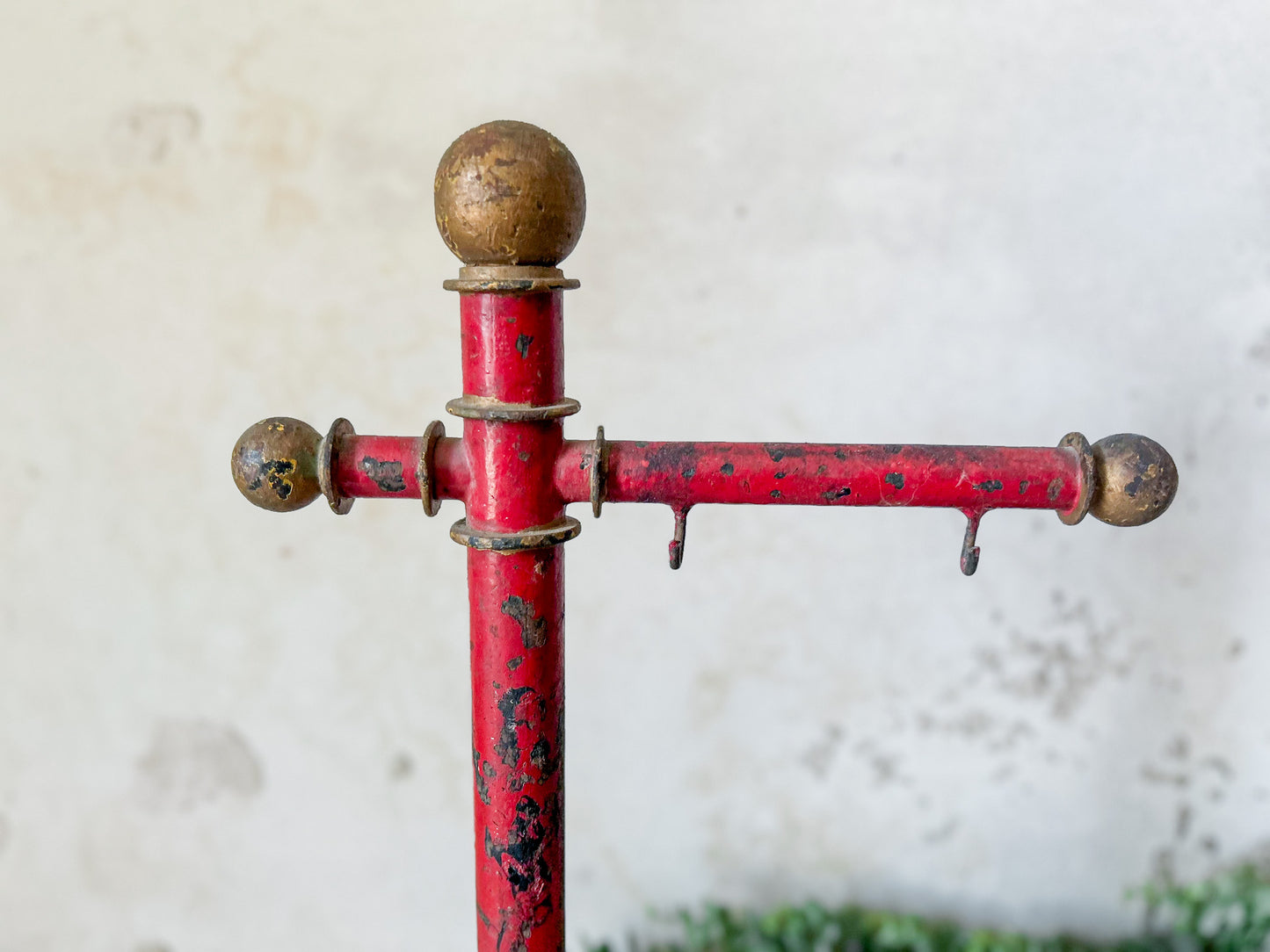 Cast Iron Red and Gold Painted Display Sign Stand