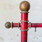 Cast Iron Red and Gold Painted Display Sign Stand