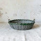 Vintage Split Wood Woven Green Basket with Handles