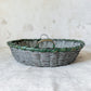 Vintage Split Wood Woven Green Basket with Handles