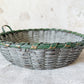 Vintage Split Wood Woven Green Basket with Handles