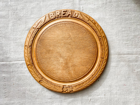 Vintage Bramhall Woodware Carved Round Bread Board
