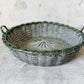 Vintage Split Wood Woven Green Basket with Handles