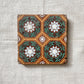 19th Century English Green and Orange Decorative 6" Tile