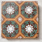 19th Century English Green and Orange Decorative 6" Tile