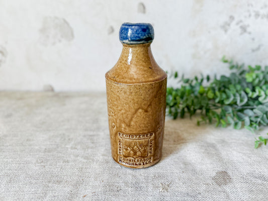 Davies & Son Manchester Masonic Blue Top Stoneware Bottle, c1890
