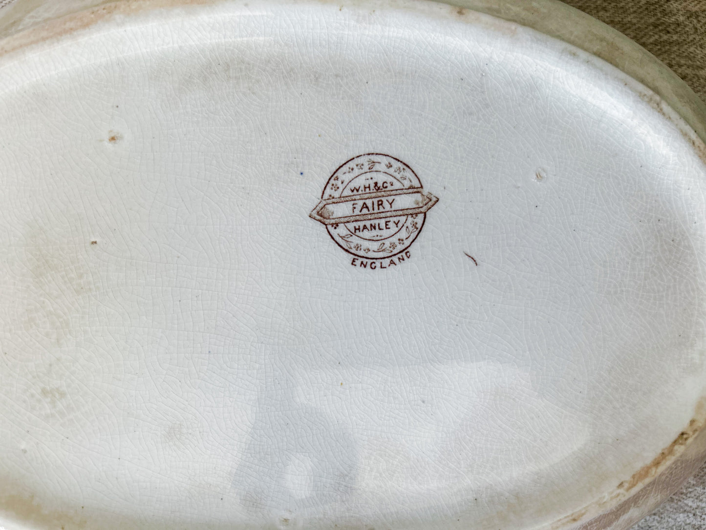 Antique Brown Transferware Ironstone Tureen - "Fairy" by Whittaker Heath & Co., c1895