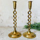 Set of Antique Open Barley Twist Brass 12" Candle Sticks
