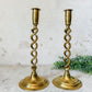 Set of Antique Open Barley Twist Brass 12" Candle Sticks
