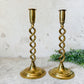 Set of Antique Open Barley Twist Brass 12" Candle Sticks