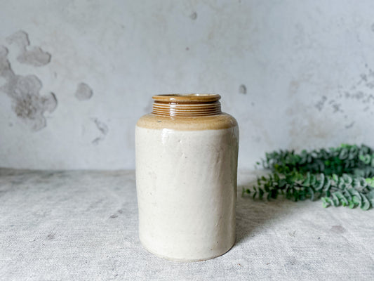 Vintage Large Tan Stoneware Pantry Jar