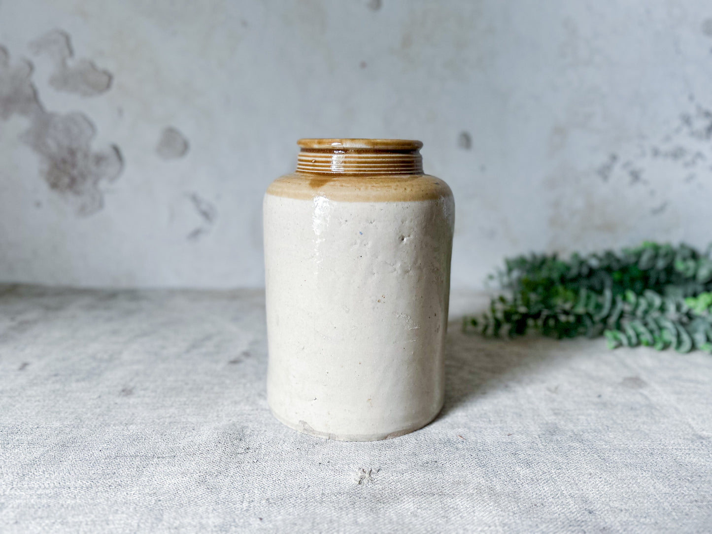 Vintage Large Tan Stoneware Pantry Jar