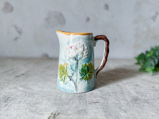Majolica Small Pitcher with Flowers