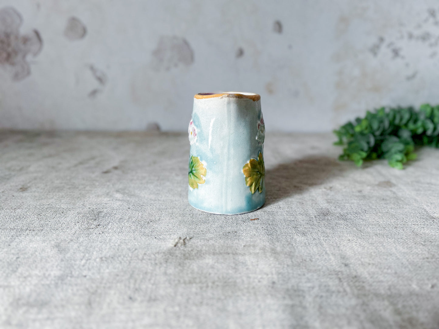 Majolica Small Pitcher with Flowers