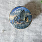 Antique Prattware Lid & Base of Fishing Boats at Sea