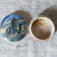 Antique Prattware Lid & Base of Fishing Boats at Sea