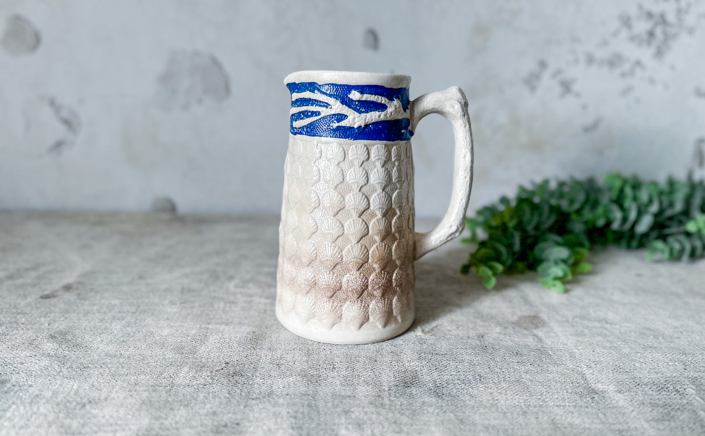 Antique Ironstone Seashell Jug