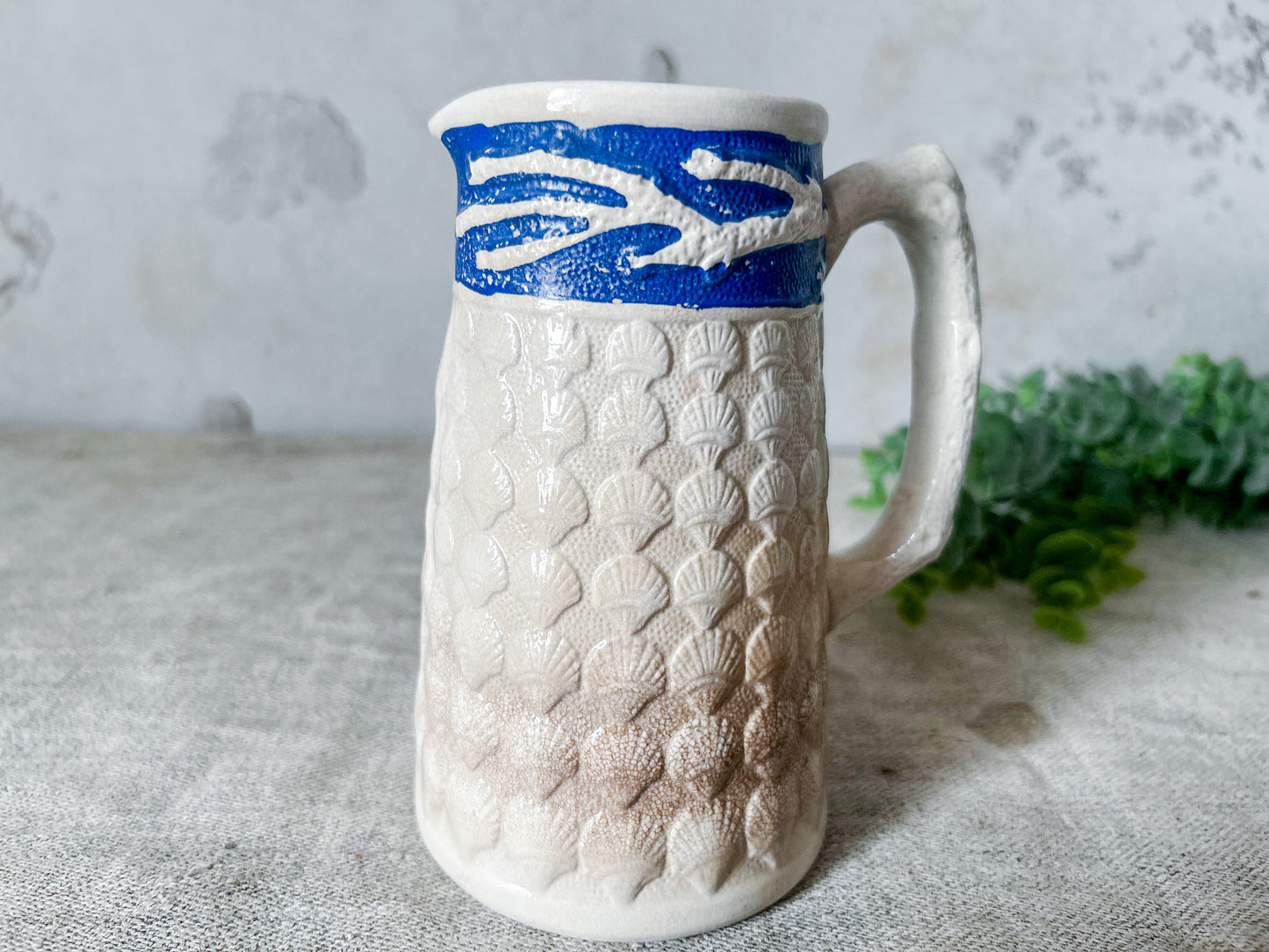 Antique Ironstone Seashell Jug