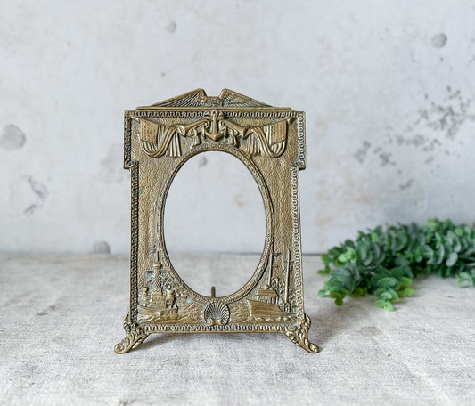 Vintage Brass Nautical Patriotic Picture Frame